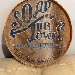 Rustic Wood 'Soap Tub & Towel' Decorative Wall Plaque - Blue